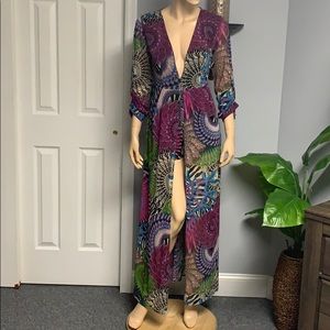 Ocean theme coral maxi dress romper